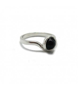 R001830O Stylish Sterling Silver Ring Solid 925 With 6mm Black Onyx Handcrafted